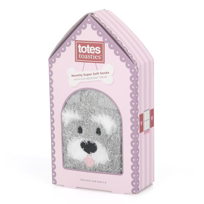 totes toasties® Ladies Novelty Super Soft Slipper Socks Dog Extra Image 1